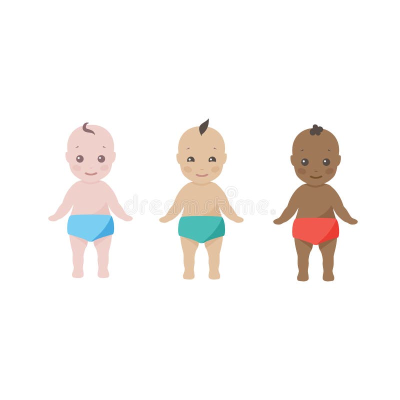 Three happy babies toddlers of different ethnicities