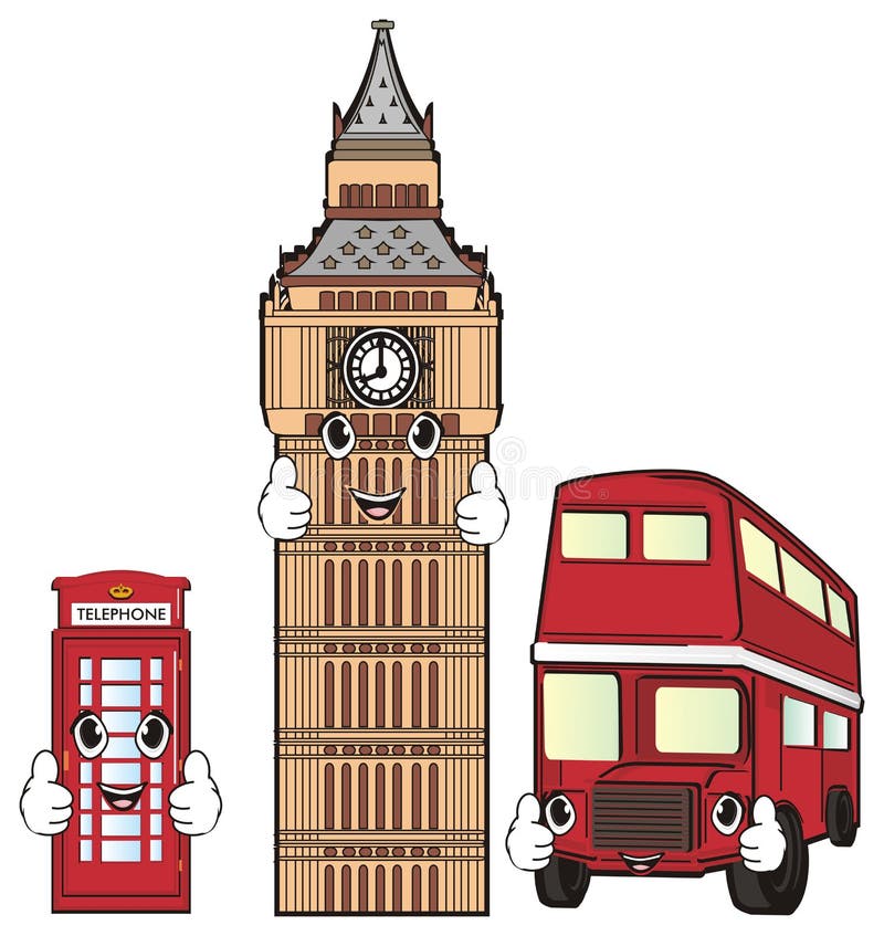 Three Faces of London with Word Stock Illustration Illustration of