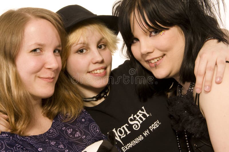 Three happy young girls