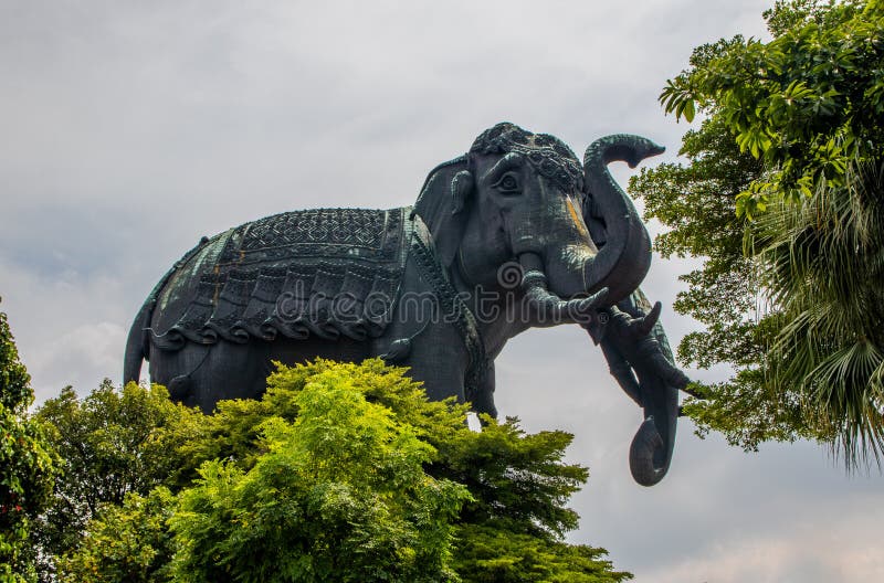 The Three-headed Elephant in Bangkok Thailand Stock Photo - Image of ...