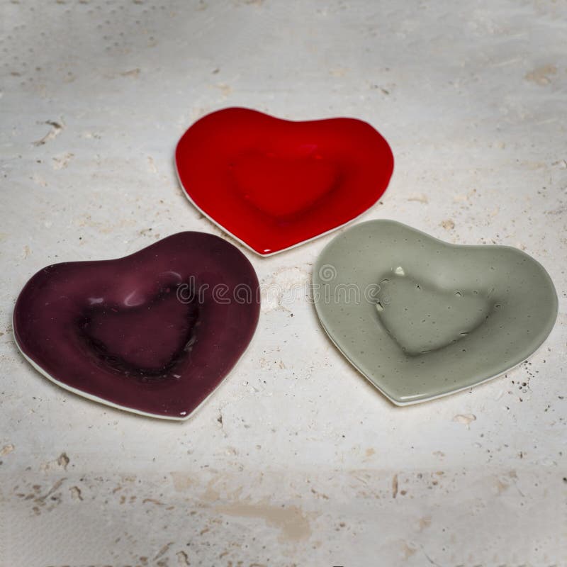 Three HeartShaped Dinner Plates Stock Photo Image of dining