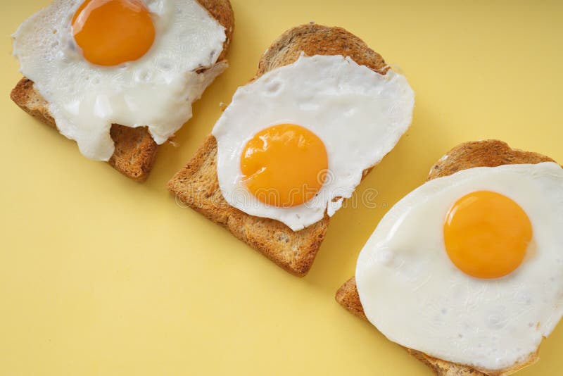 Three Home Made Organic Sliced Bread Grill with Fried Egg on Top Stock Photo Image of fresh