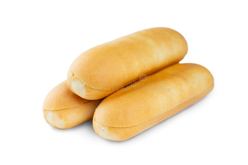 Three Hot Dog Wheat Buns Isolated on White Background Stock Photo ...