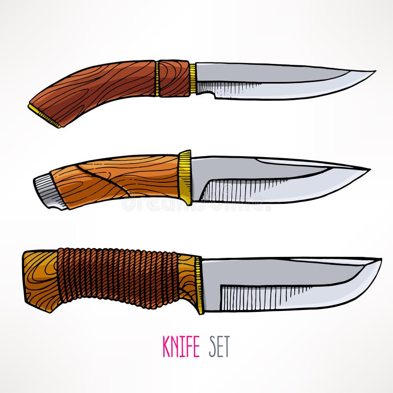 Hunting Knives Vector Collection. Military Knife Vector Illustration