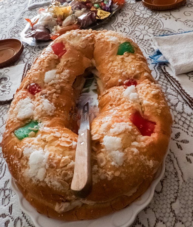 Three Kings Cake with Some Christmas Sweets Stock Photo Image of