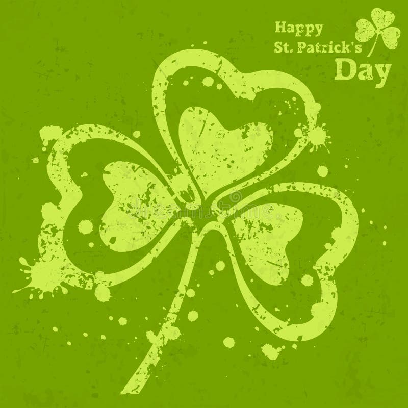Three leaf clover grunge on green royalty free illustration