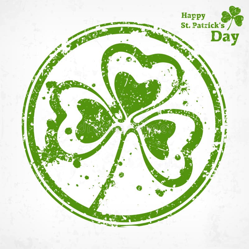Three leaf clover grunge in round vector illustration