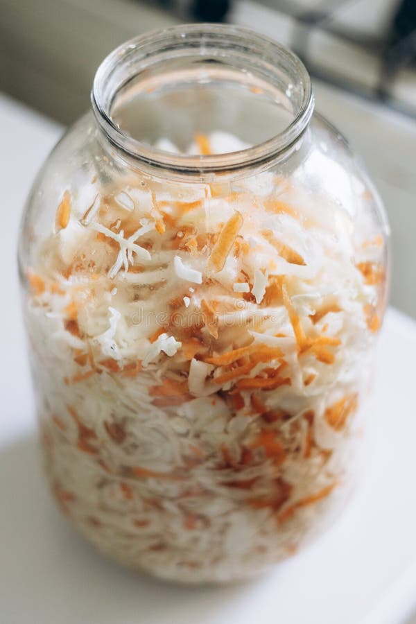 A Threeliter Jar of Sauerkraut is in the Kitchen Stock Image Image