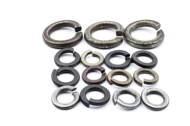 Three Lock Washers for Tightening and Binding Stock Image - Image