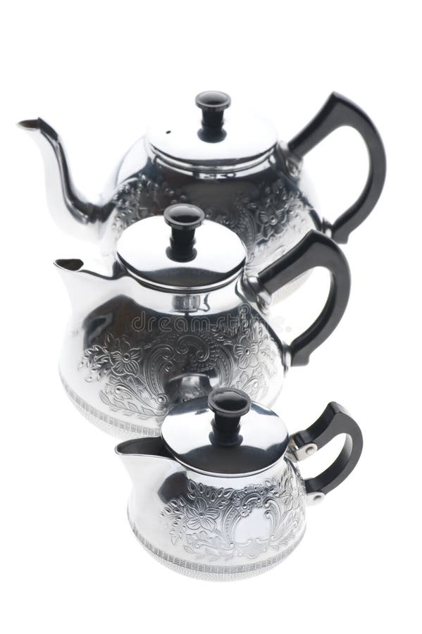 Old Metal Teapot on White Background Stock Image Image of handle
