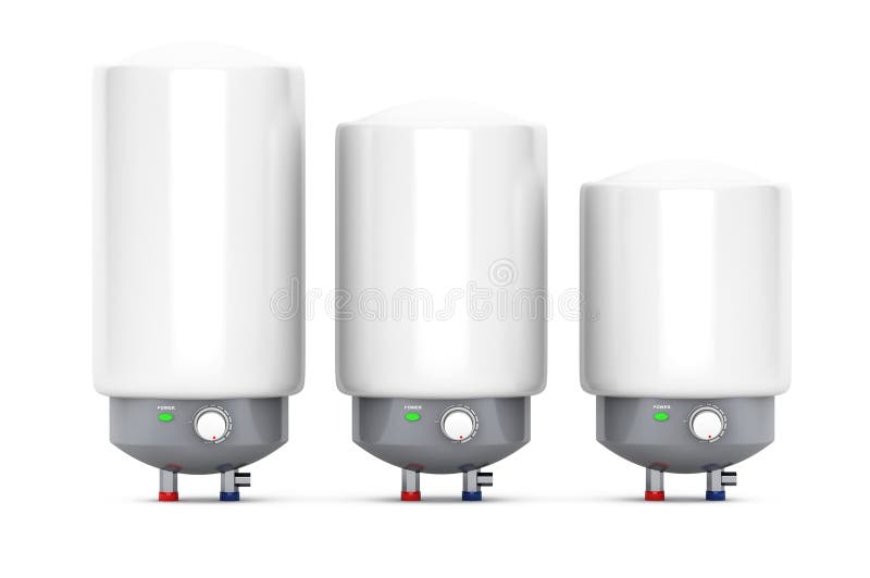 Three Modern Automatic Water Heaters royalty free stock photography Three Modern Automatic Water Heaters royalty free stock photography