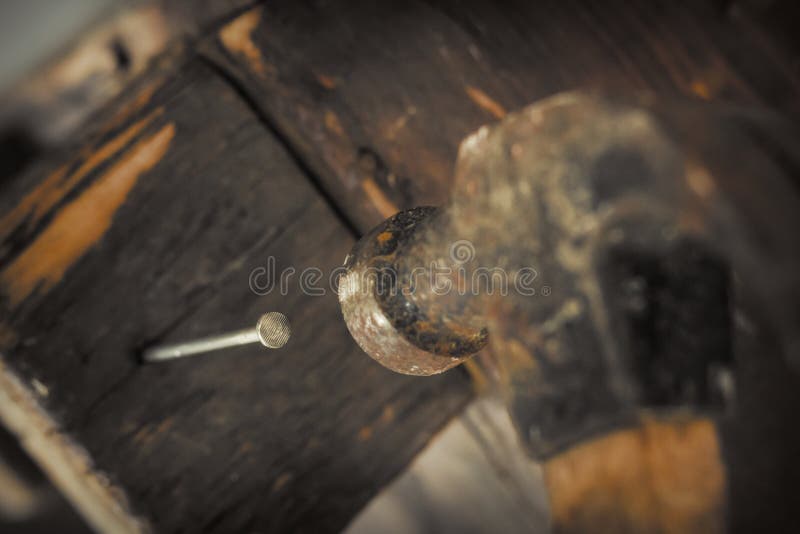 Three Nails and Hammer stock photo. Image of hammer, wood 52711600