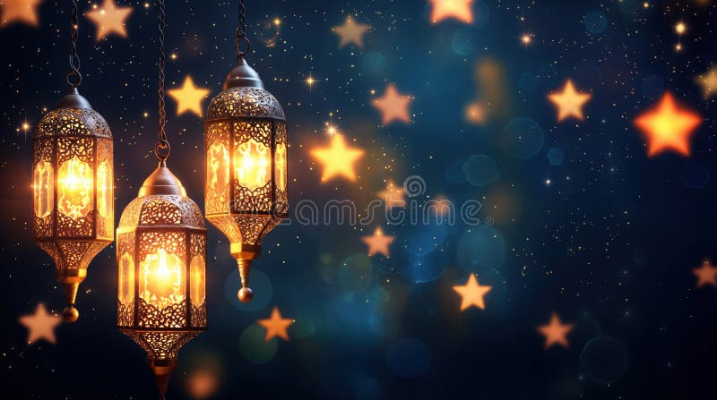 Three ornate lanterns with intricate patterns royalty free illustration