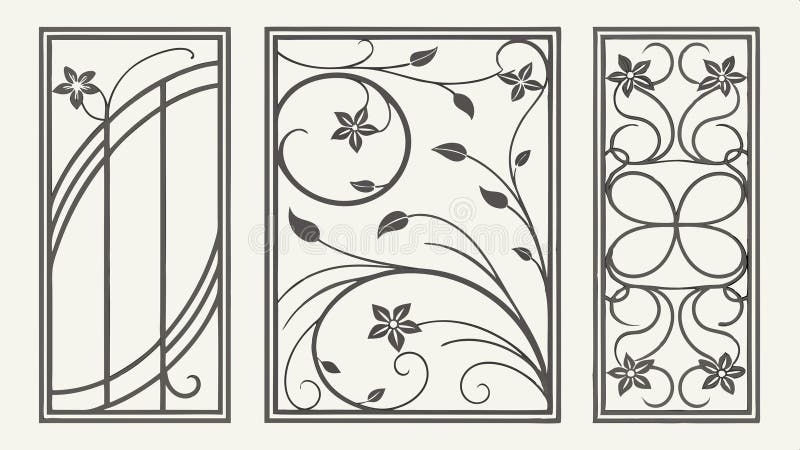 Three ornate panel sections design vector design Generative AI royalty free illustration
