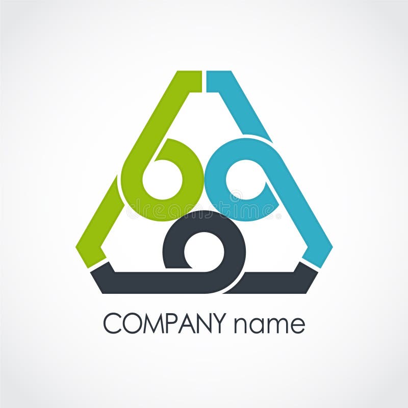 Three part triangle color logo design royalty free illustration