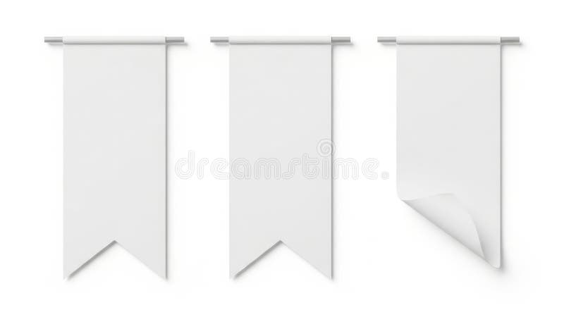 Three pennant flags isolated on white background vector illustration