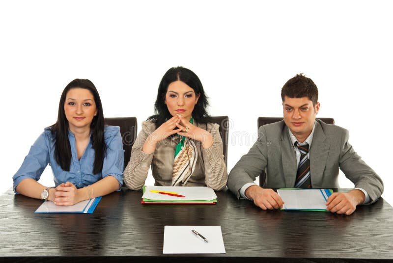 Three people waiting for interview royalty free stock photos