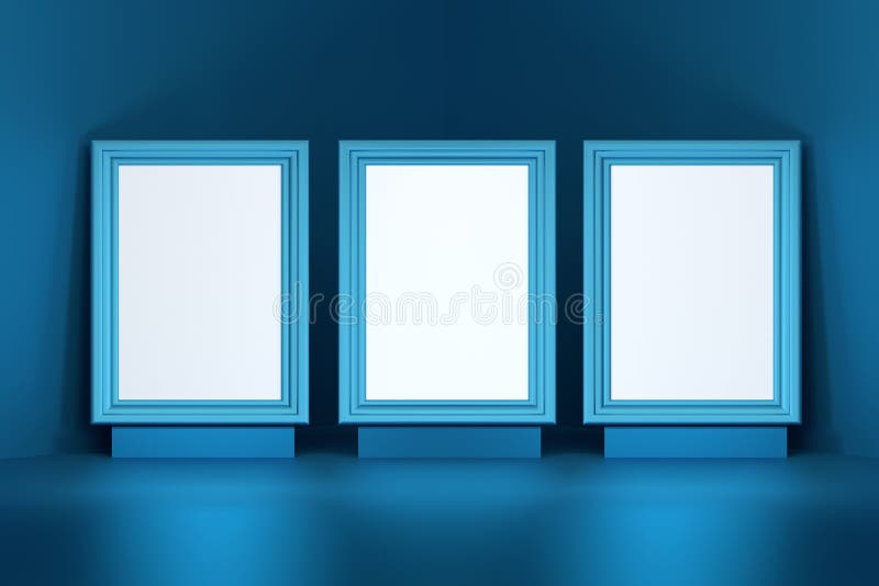 Three picture frames in blue color stock illustration Three picture frames in blue color stock illustration