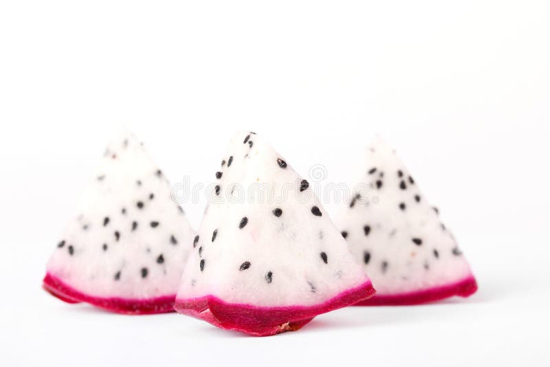 Three pieces of dragon fruit
