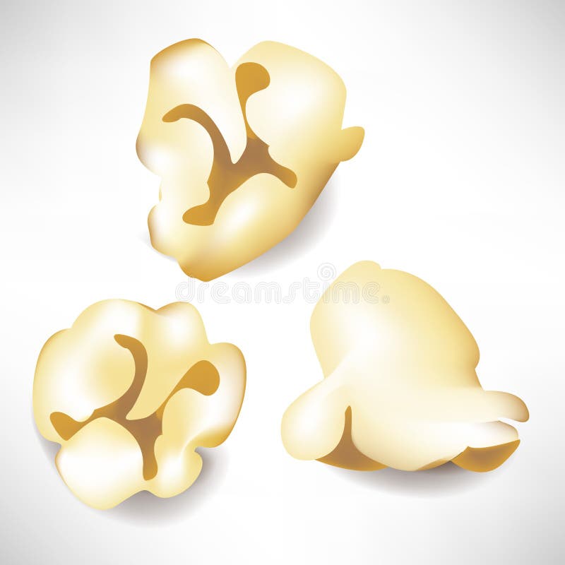 Three pieces of popcorn stock vector. Illustration of yellow 22096525