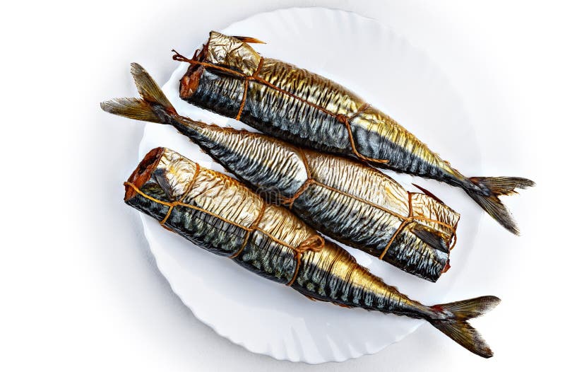 Three pieces of smoked scomber fish. stock image Three pieces of smoked scomber fish. stock image