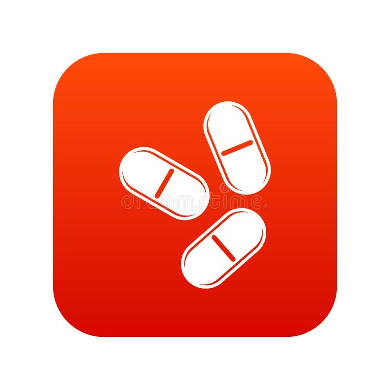 Three pills icon digital red