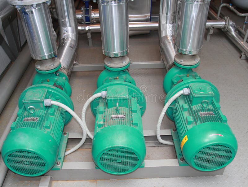 Three powerful pumps stock image