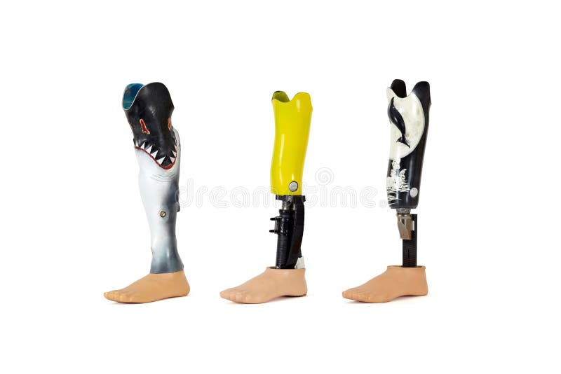 Three Prosthetic Legs for Swimming. Stock Photo Image of uniqee