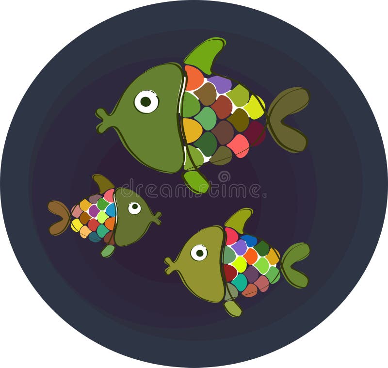 Download Three rainbow fish stock vector. Illustration of bubble ...