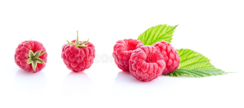 Three raspberry isolated on white