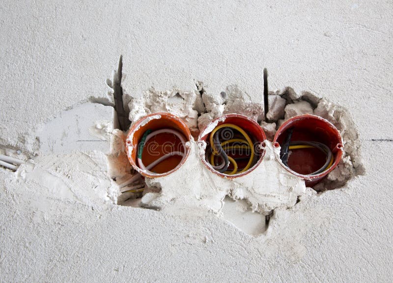 Three Red Electrical Sockets Stock Photo Image of repair