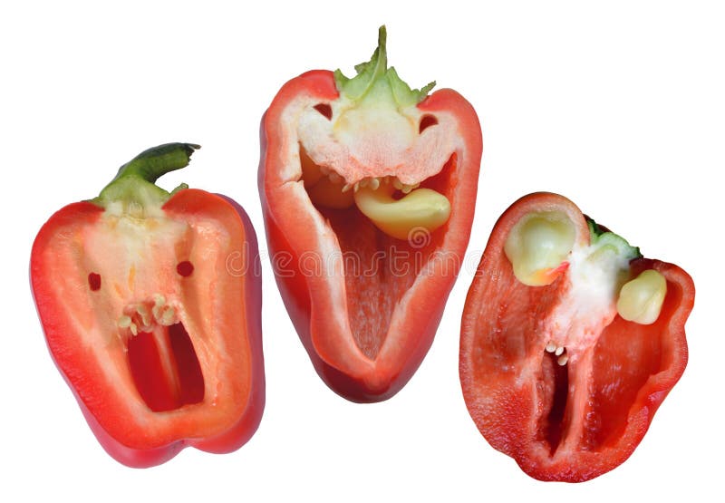 Three red funny peppers ready for halloween. Party stock photos Three red funny peppers ready for halloween. Party stock photos