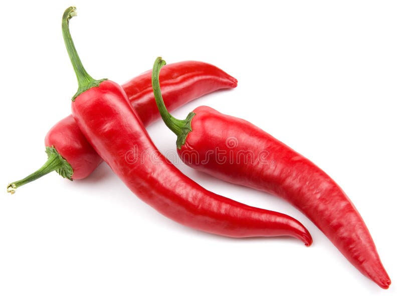 Three red hot chili pepper