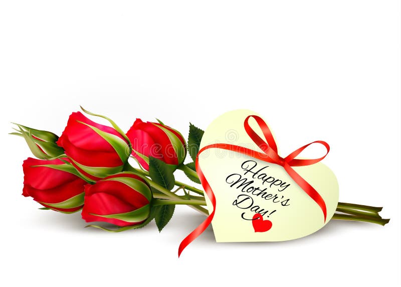 Download Three Red Roses With A Heart-shaped Happy Mother S Day ...