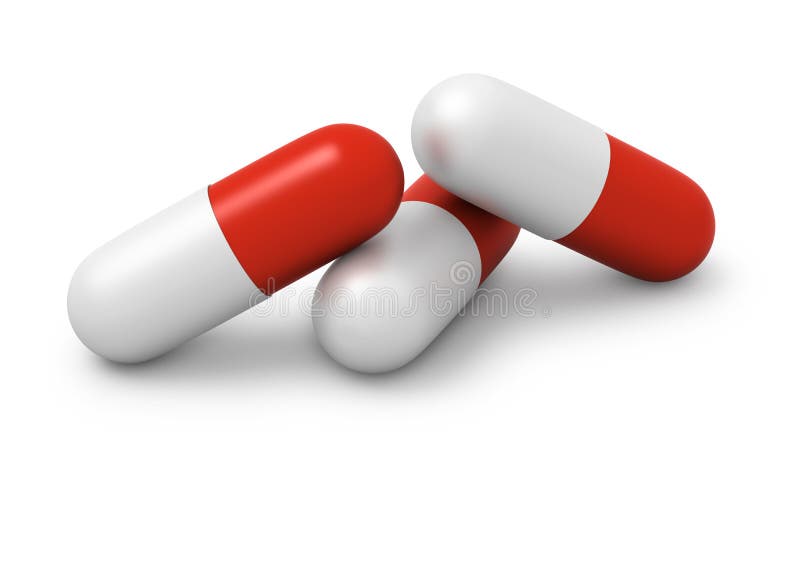 Three Red And White Capsules Close Up Stock Illustration ...