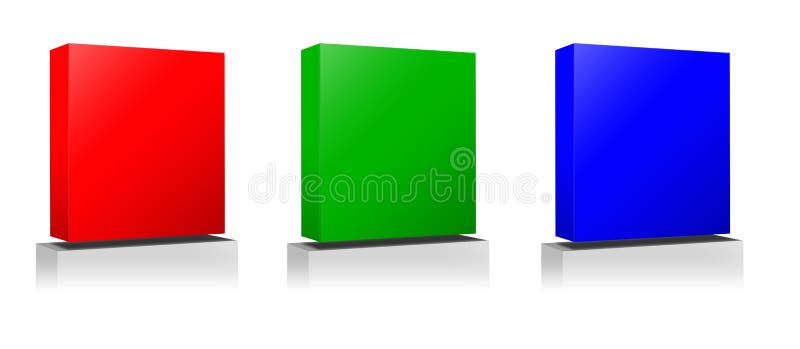 Three RGB Software Boxes Blank Template Red, Green and Blue for ...