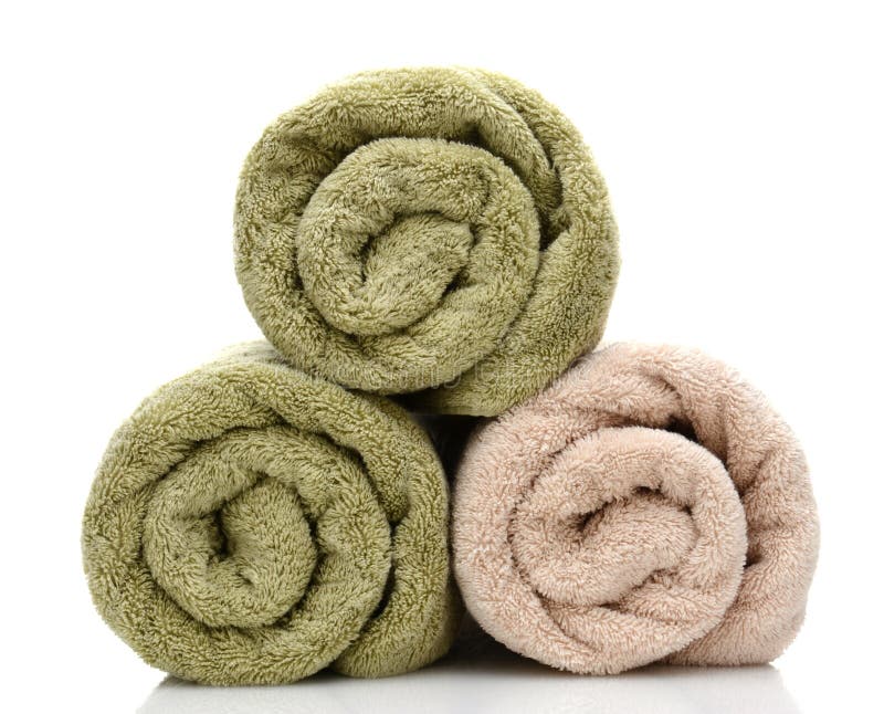 Three Rolled Bath Towels stock photo. Image of roll, bath 32748368