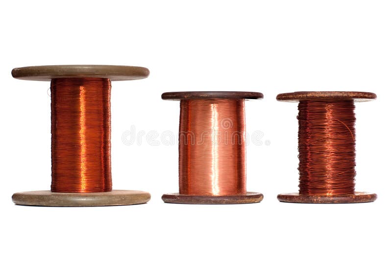 Three rolls of copper wire stock photo. Image of isolated 12915804