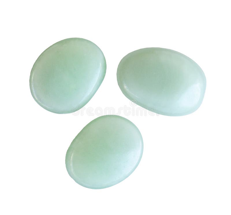 Three round light green decorative stones stock image