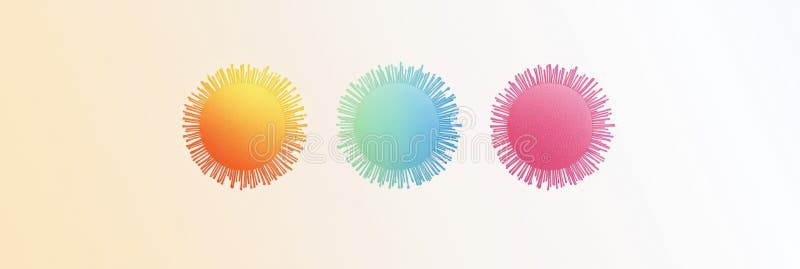 Colorful minimalistic graphic representation of viruses in a simplistic layout on a light background. Generative AI stock photos