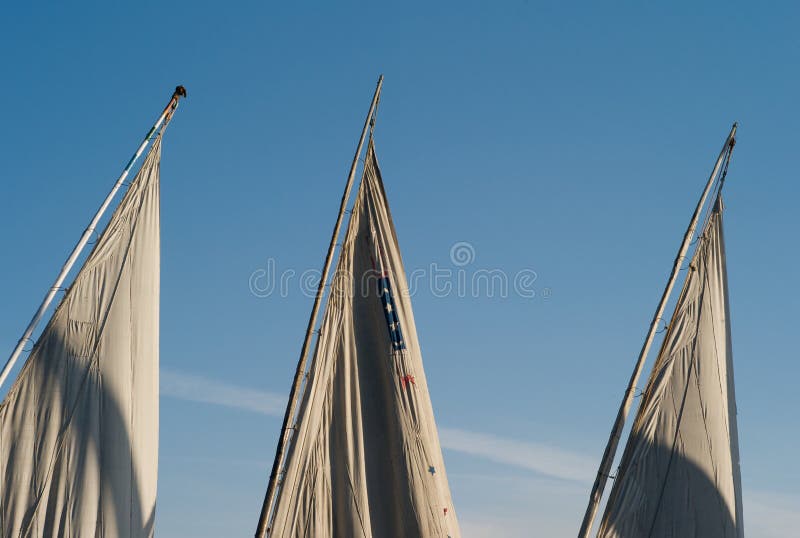 Three Sails of Egyptian Sailing Boats royalty free stock images Three Sails of Egyptian Sailing Boats royalty free stock images