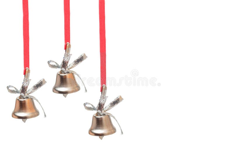 Silver Bells And Bow. Isolated On White. Stock Photo, Picture and Royalty  Free Image. Image 16034197.