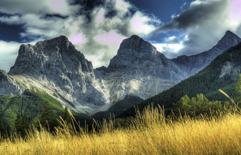 Three Sisters Canmore Canada stock photos