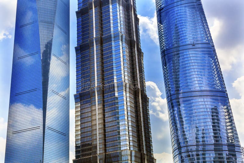 Three Skyscrapers Liujiashui Shanghai China royalty free stock photos