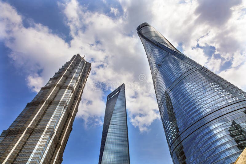 Three Skyscrapers Liujiashui Shanghai China stock photography