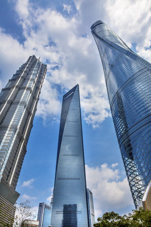 Three Skyscrapers Liujiashui Shanghai China stock image