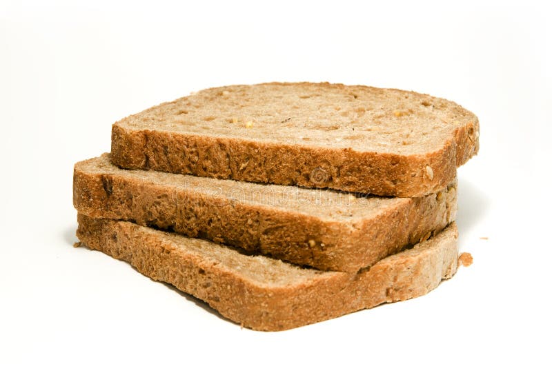 Three Slices of Brown Bread Stock Image Image of food, objects 13598653