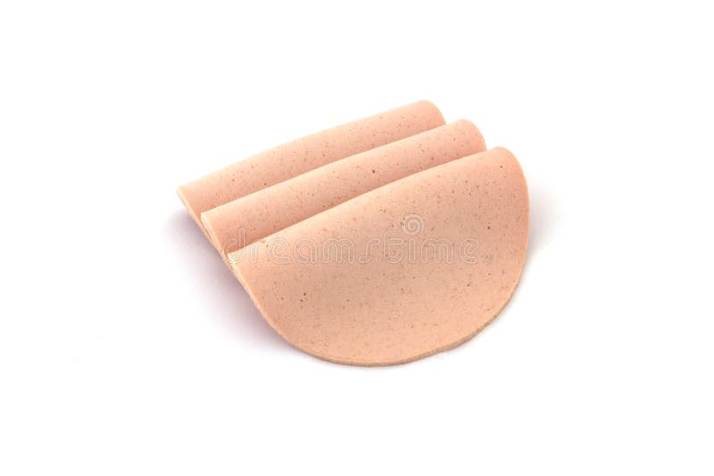 Three slices of mortadella stock photo. Image of bread 107831214