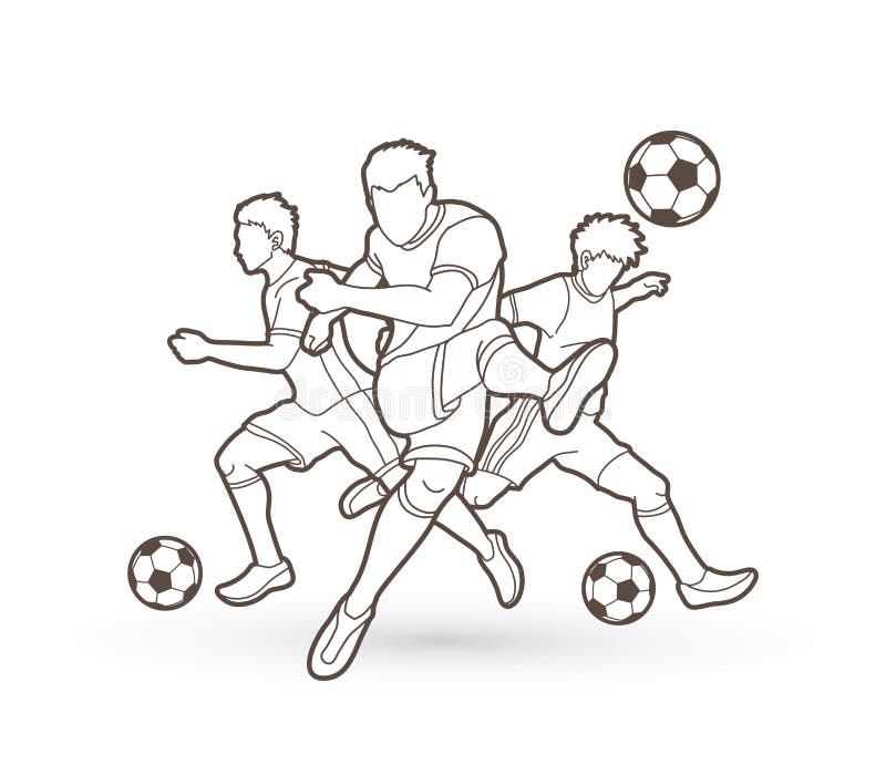 Three Soccer Player Team Composition Graphic Vector Stock Vector Illustration of group, comic