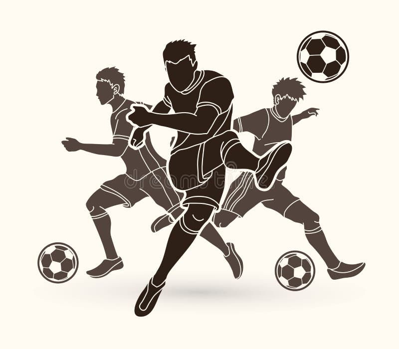 Three Soccer Player Team Composition Graphic Vector Stock Vector Illustration of playground